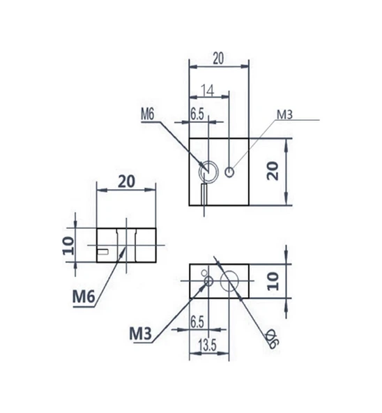 3D Yazıcı MK8 Alüminyum Isıtıcı Blok - 20x20x10mm - 3