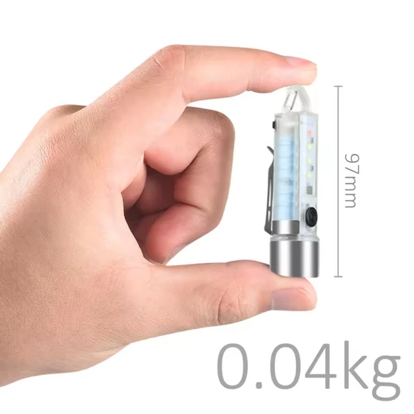 2500 lümen 7 farklı ışık şiddetine sahip kancalı flaşörlü ultra güçlü mini cep el feneri - 2