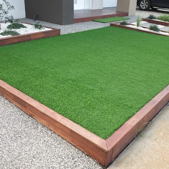 Kesme Suni Yapay Yeşil Çim Halı 7 mm Balkon Teras Bahçe Dekoratif Kaymaz
