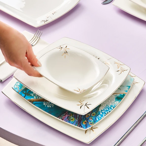 Karaca Fine Pearl Pavo 62 Parça 12 Kişilik Yemek Takımı Gold - 5