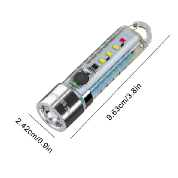2500 lümen 7 farklı ışık şiddetine sahip kancalı flaşörlü ultra güçlü mini cep el feneri - 9