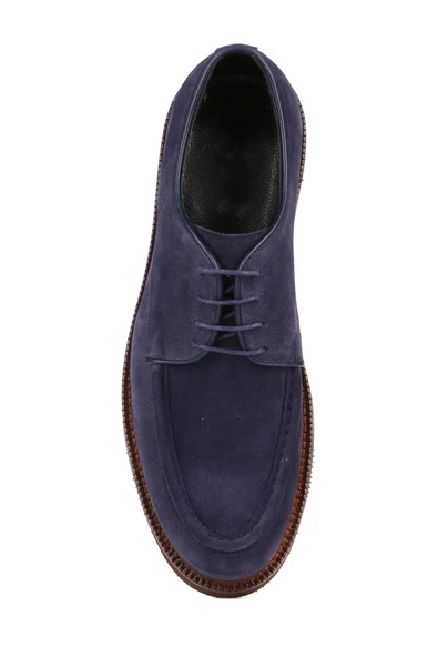 Shoetyle - Lacivert Süet Deri Bağcıklı Erkek Günlük Ayakkabı 250-1617 - Resim 5