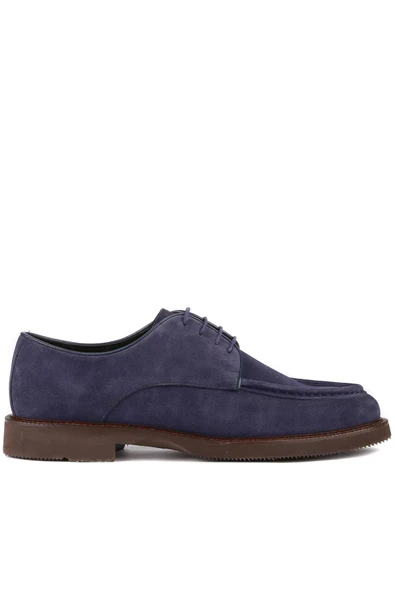 Shoetyle - Lacivert Süet Deri Bağcıklı Erkek Günlük Ayakkabı 250-1617