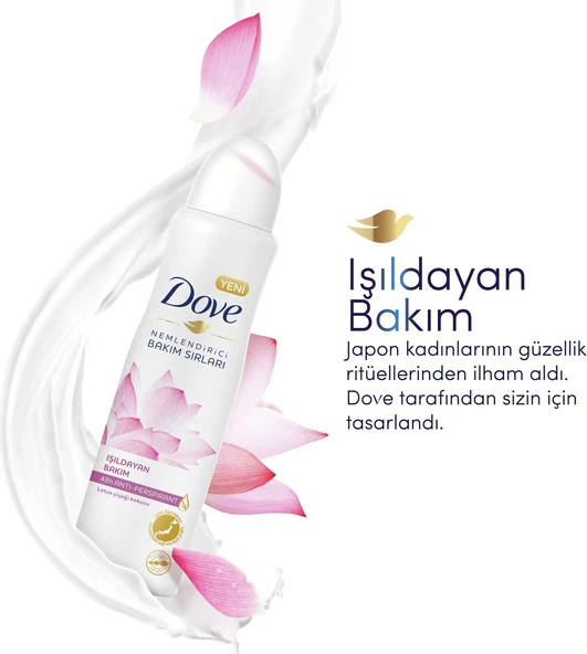Dove Kadın Sprey Deodorant Lotus Çiçeği Kokusu Işıldayan Bakım 150 ml - 5