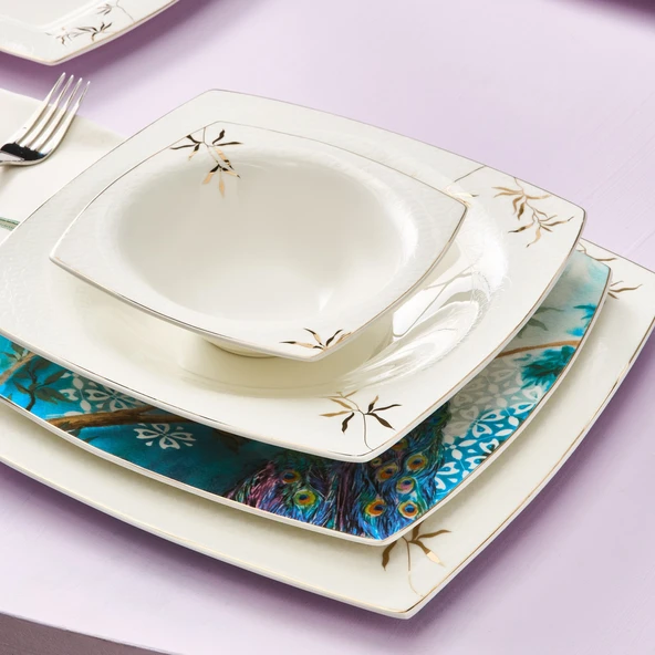 Karaca Fine Pearl Pavo 62 Parça 12 Kişilik Yemek Takımı Gold - 4