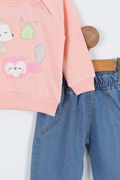 Sincap Sweatshirt Pantolon Kız Bebek Alt Üst Takım Kız Bebek 2'li Takım Kız Bebek İkili Takım - 11