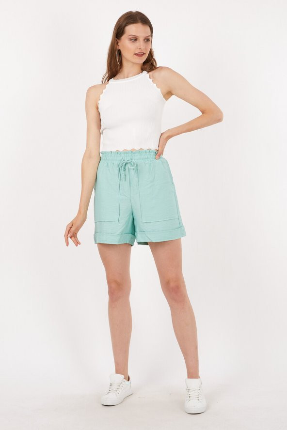 Twenty3 Kadın Ayrobin Beli Lastikli Cepli Şort - 5