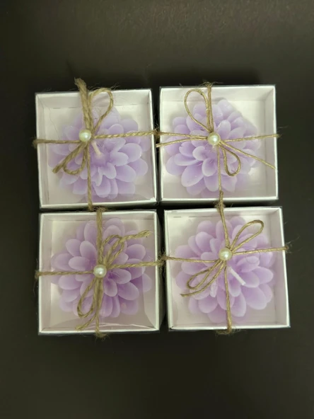Lotus Mor Mum 4 Adet Süslü Hediyelik - 2
