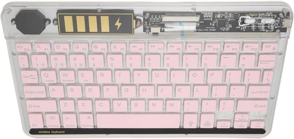 TCL NXTPAPER 11 10.95" Uyumlu Kablosuz Bluetooth Şarjlı Transparan Rgp 7 Renk Işıklı Klavye - Pembe - 4