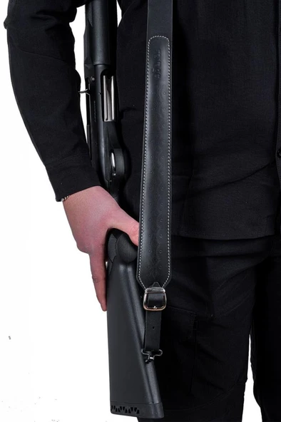 Tüfek Askı Kayışı - Savage - Lüks Deri - Siyah - Resim 5