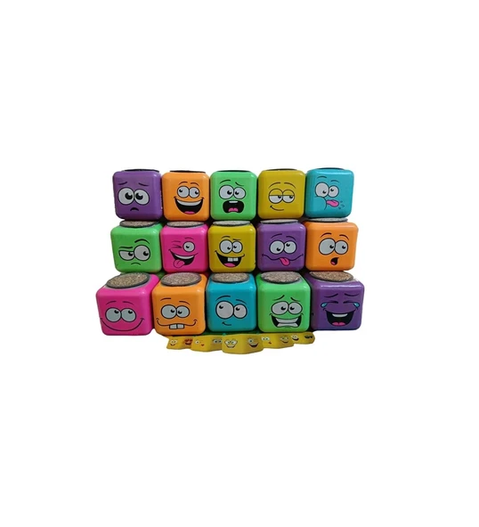 Çim Adam Kare Emoji Şekilli Çim Adam Surat 4 Adet Okul Öncesi Sonrası Etkinlik - 2