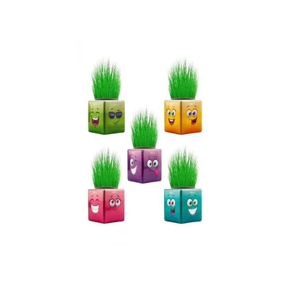 Çim Adam Kare Emoji Şekilli Çim Adam Surat 4 Adet Okul Öncesi Sonrası Etkinlik - 3