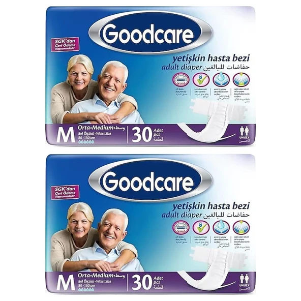 Goodcare Belbantlı Orta Boy M 30'lu 2 Adet Hasta Bezi
