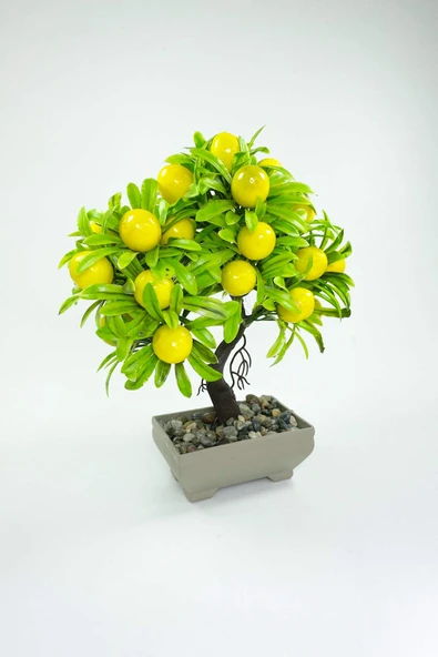 Dekor Ağaç Limon Ağacı Saksılı Dekoratif Ağaç Biblo 24x13 cm - 2