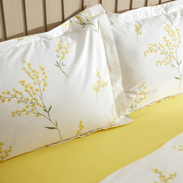 Karaca Home Loretta Sarı %100 Pamuk Çift Kişilik Nevresim Takımı (Pp) - 5
