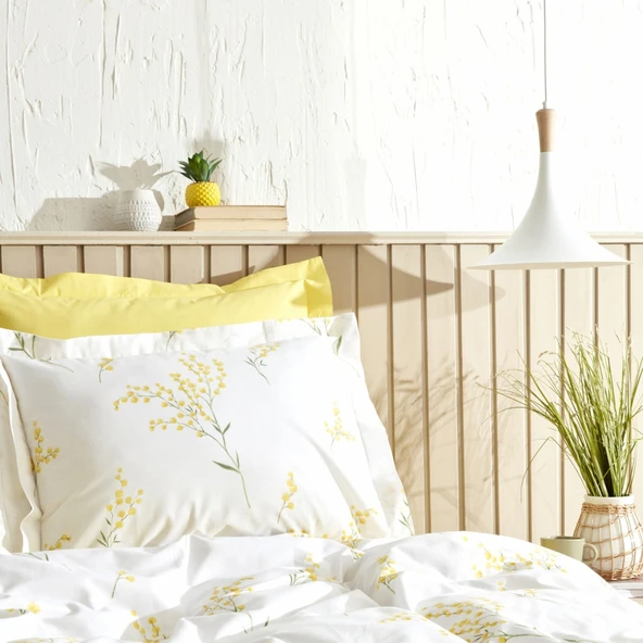 Karaca Home Loretta Sarı %100 Pamuk Çift Kişilik Nevresim Takımı (Pp) - Resim 4