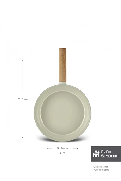 Karaca Swiss Crystal Almond Cream İndüksiyon Tabanlı Tava 26 Cm - Resim 8