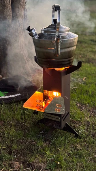 Roket Soba, Rocket Stove, Kamp Ocağı, Odunlu Kamp Sobası Çantalı - Resim 4