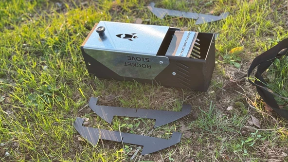 Roket Soba, Rocket Stove, Kamp Ocağı, Odunlu Kamp Sobası Çantalı - Resim 3
