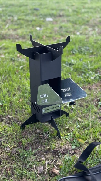 Roket Soba, Rocket Stove, Kamp Ocağı, Odunlu Kamp Sobası Çantalı - Resim 5