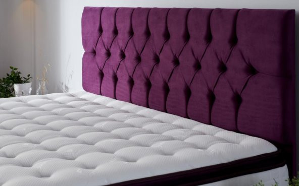 Niron Purple Yatak Seti 90x190 cm Tek Kişilik Yatak Baza Başlık Takımı - Orta Sert Yatak Mor Baza ve Başlığı - 8