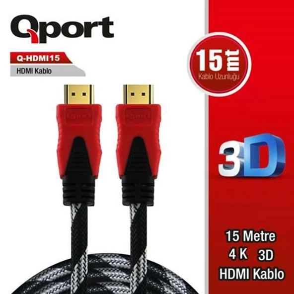 QPORT Q-HDMI153 15metre HDMI Kablo 2.0 4K Altın Uç