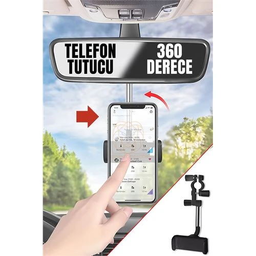 ModaCar Aynaya Takılan Telefon Tutucu Gizlenebilir 360 Derece