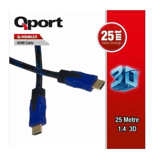 QPORT Q-HDMI253 25metre HDMI Kablo 2.0 4K Altın Uç ürün görseli