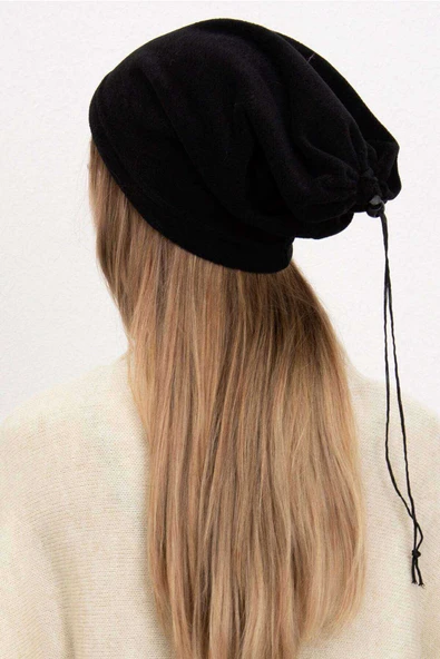 2 Adet Polar İpli Bere ve Boyunluk Siyah Yeşil - Resim 4