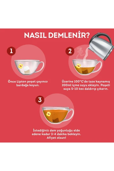 Lipton Slim Plus Bardak Çay Kiraz Saplı 20'li 3 Paket - 4