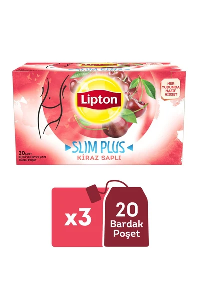 Lipton Slim Plus Bardak Çay Kiraz Saplı 20'li 3 Paket