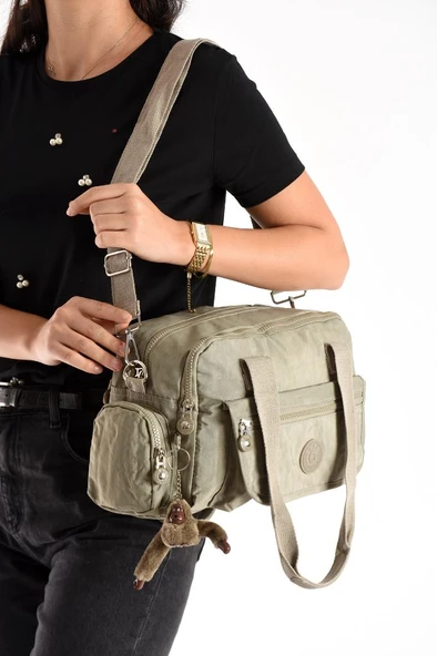 Omuz Çantası Çok Cepli Hafif Klinkır Kumaş 30*20 Cm Çapraz Askılı Postacı Çanta Kol Çantası - 6