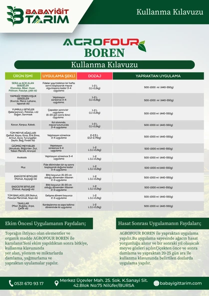 AGROFOUR BOREN SIVI BİTKİ GÜBRESİ 1 LT - 4