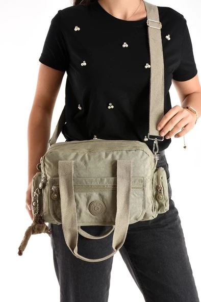Omuz Çantası Çok Cepli Hafif Klinkır Kumaş 30*20 Cm Çapraz Askılı Postacı Çanta Kol Çantası - 7
