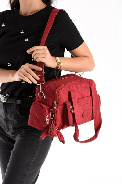 Omuz Çantası Çok Cepli Hafif Klinkır Kumaş 30*20 Cm Çapraz Askılı Postacı Çanta Kol Çantası - 2