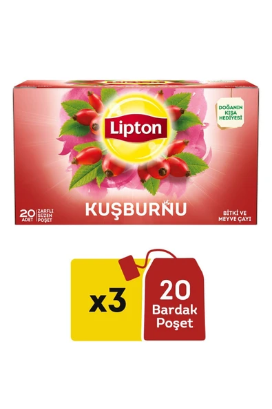 Lipton Kuşburnu Bardak Poşet Çay 20'li 50 G X 3 Adet