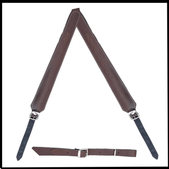 Uyguna-Yakala Koyu Kahve Tüfek Askı Kayışı Lüks Deri - 38058-KK