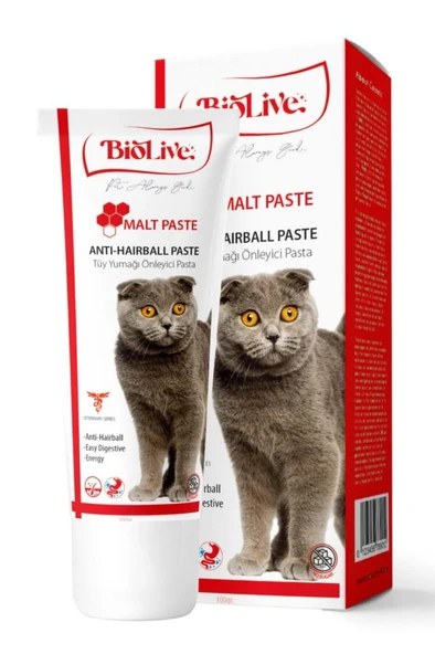 Biolive AntiHairBall Kediler İçin Tüy Yumağı  Önleyici Paste 100gr Skt:05/2026 - 2