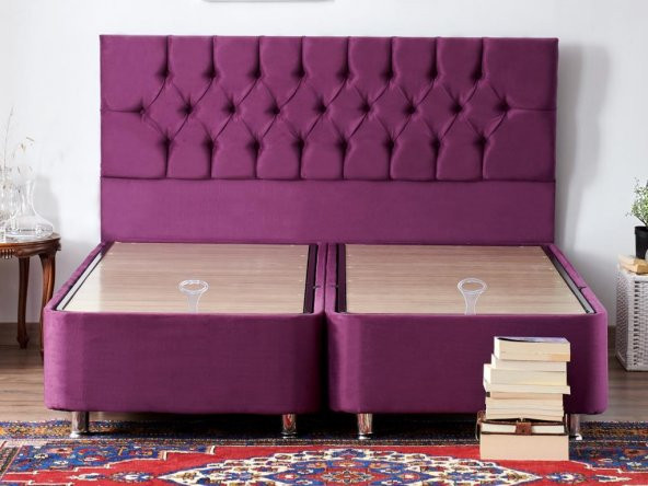 Niron Purple Yatak Seti 180x200 cm Çift Kişilik Yatak Baza Başlık Takımı - Orta Sert Yatak Mor Baza ve Başlığı - 5