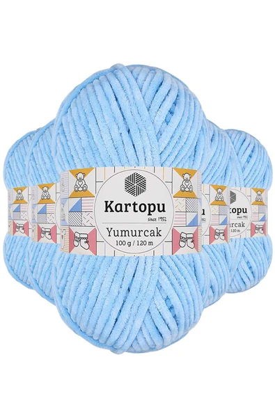 5 Adet Yumurcak Kadife El Örgü İpi Mavi K540 ürün görseli 1