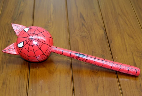 Ahşap Kedili Spiderman Marakas Tekli Polos:24