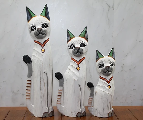 Ahşap 3'lü Kedi Seti 50 Cm Okas:1