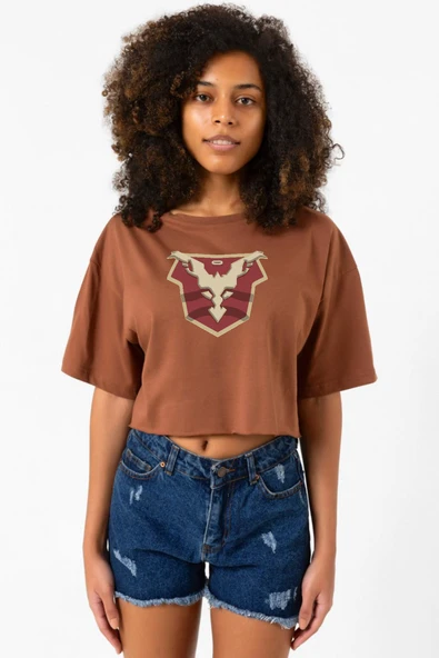 Jupiters Legacy Utopian Chest Kahverengi Kadın Crop Tshirt