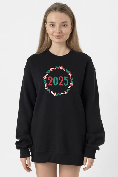 Christmas Holiday Wreath Siyah Kadın 2ip Sweatshirt ürün görseli