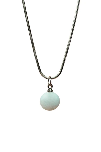 Kalsedon Doğal Taşı Zincirli El Yapımı Kolye Uç: 1,5 cm Zincir: 20 cm Kutulu ürün görseli 1