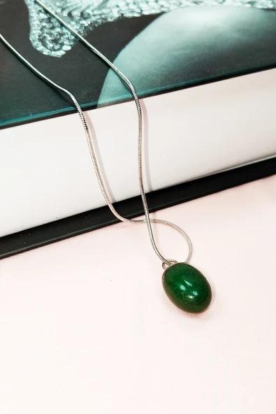 Aventurin Doğal Taşı Zincirli El Yapımı Kolye Uç: 2 cm Zincir: 20 cm Kutulu - Resim 5