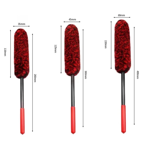 ZAYKA® 3lü Bükülebilen Peluş Detaylı Temizlik İçin Oto Jant, Egzos Temizleme Fırçası - Resim 3