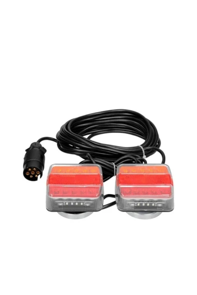Mıknatıslı Led Römork Stop Lambası Seti 7 Pin Soketli 12v Yatek Karavan Tekne - Resim 2