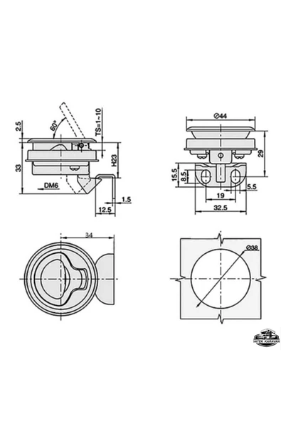 Karavan & Tekne Banyo ve Mobilya Kilidi Çinko 38 MM ÇAP Yatek Karavan Tekne - 3