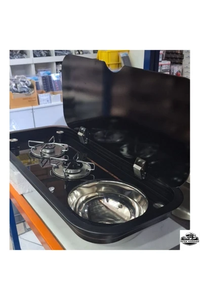 üniversal kombinasyon ikili ocak evyeli 76X36.5 CM Yatek Karavan Tekne - 1